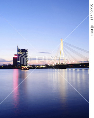 View of Riga river and Vansu Bridge 13890935