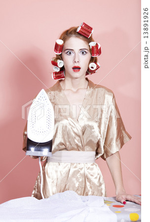 Housewife with iron and curler Housewife with iron and curler 13891926