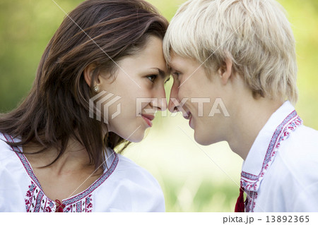 Slav teens in national Ukrainian clothing. Slav teens in national Ukrainian clothing. 13892365
