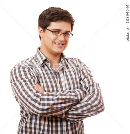 Portrait of a stylish young man at white background 13894044