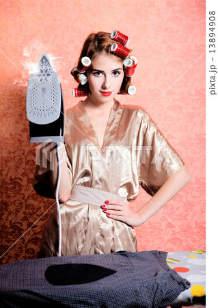 Housewife with iron and curler 13894908