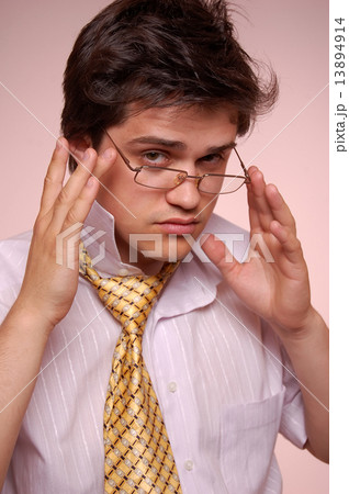 Beautiful men in glasses. Studio shot. 13894914
