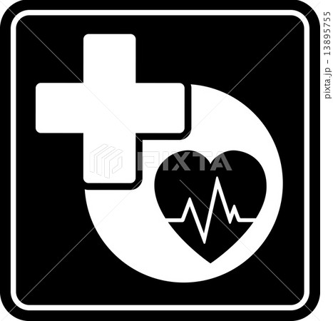 black health care icon with heart and medical cross black health care icon with heart and medical cross 13895755