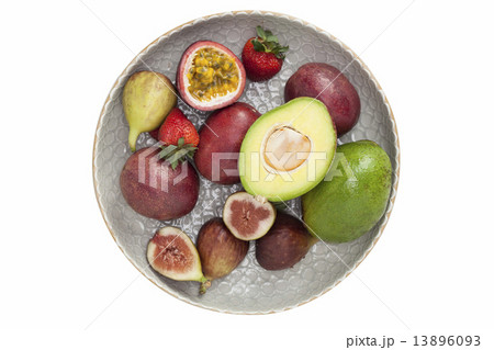 Organic fruits on plate Organic fruits on plate 13896093