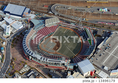 マツダスタジアムを空撮の写真素材