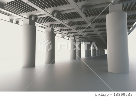 Urban view. Place under the bridge. 3d render Urban view. Place under the bridge. 3d render 13899535