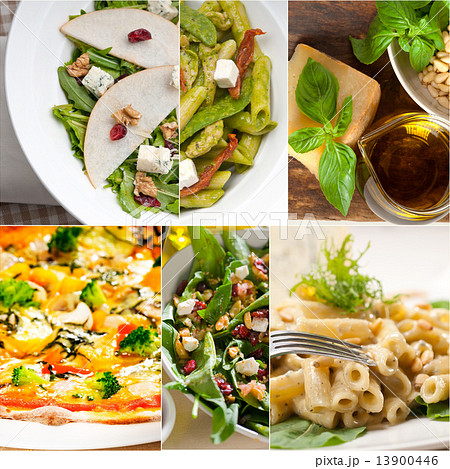 healthy and tasty Italian food collage 13900446