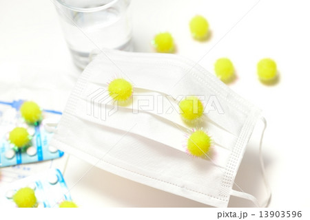 花粉症　マスクに付いた花粉イメージ 13903596