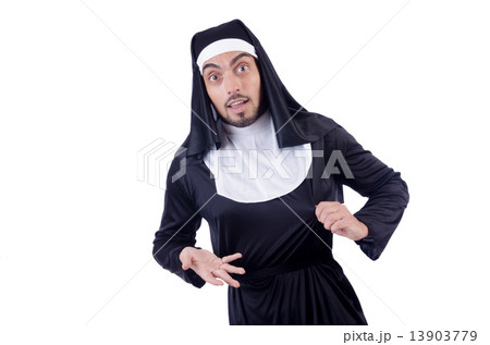 Male nun in funny religious concept Male nun in funny religious concept 13903779