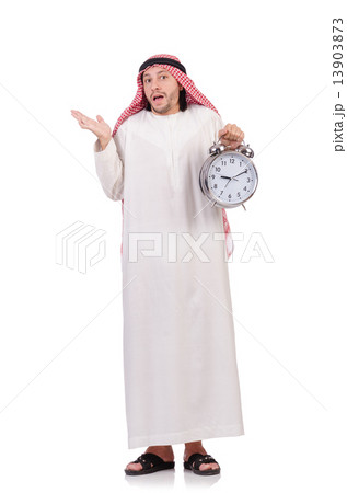 Arab man in time concept on white 13903873