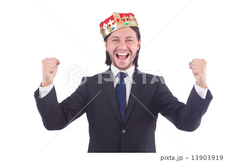 Businessman with crown isolated on white 13903919