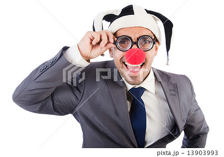 Businessman clown isolated on white 13903993
