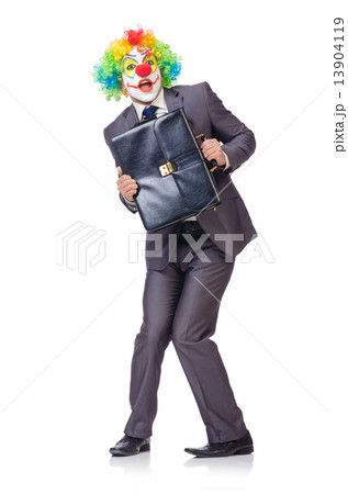 Businessman clown isolated on white Businessman clown isolated on white 13904119