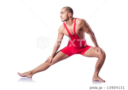Young wrestler isolated on the white 13904131