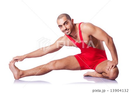 Young wrestler isolated on the white Young wrestler isolated on the white 13904132