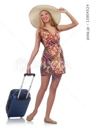 Woman going to summer vacation isolated on white Woman going to summer vacation isolated on white 13904524