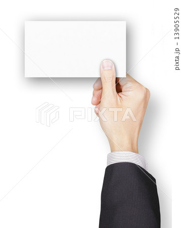 Hand of businessman holding a blank name card Hand of businessman holding a blank name card 13905529