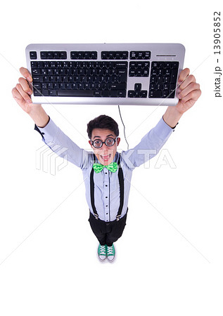 Computer geek nerd in funny concept Computer geek nerd in funny concept 13905852