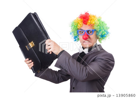 Clown businessman isolated on white Clown businessman isolated on white 13905860