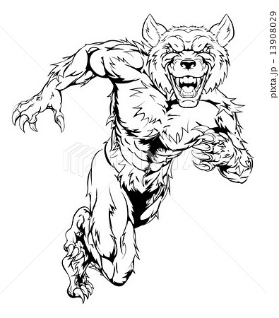 Wolfman Mascot Sprintingのイラスト素材