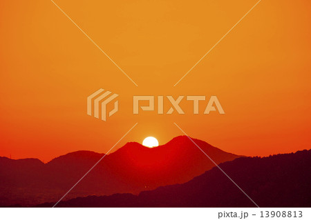 二上山夕陽 13908813