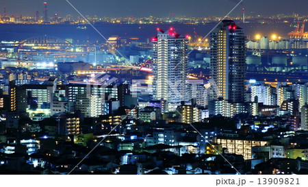 背景素材 都市の夜景の写真素材