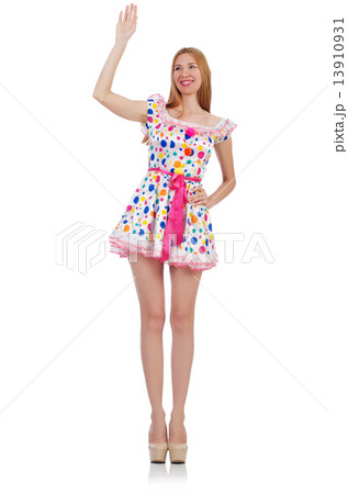 Model wearing fashionable clothing on white Model wearing fashionable clothing on white 13910931