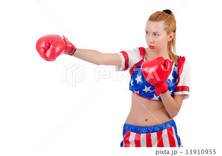 Woman boxer isolated on white Woman boxer isolated on white 13910955