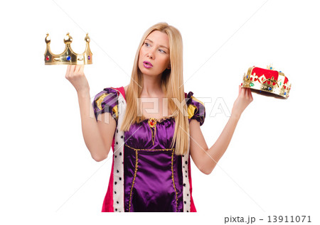 Queen in funny concept isolated on white 13911071