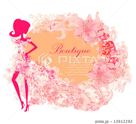Abstract Beautiful floral Woman silhouette card 13912292