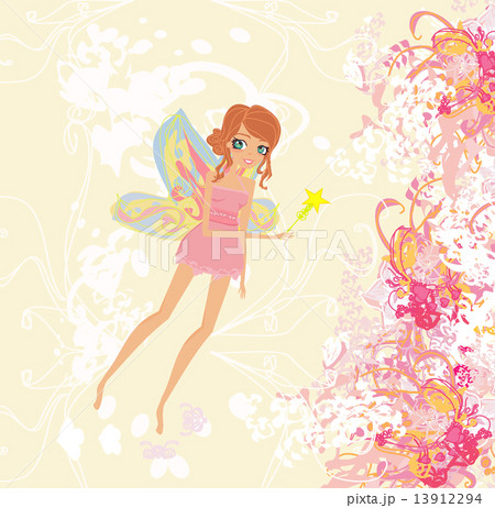 beautiful fairy with magic wand vector graphic card beautiful fairy with magic wand vector graphic card 13912294