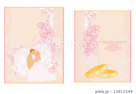elegant wedding invitation set with rings and wedding couple 13912349