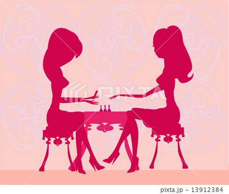 Young lady silhouette doing manicure in beauty salon 13912384
