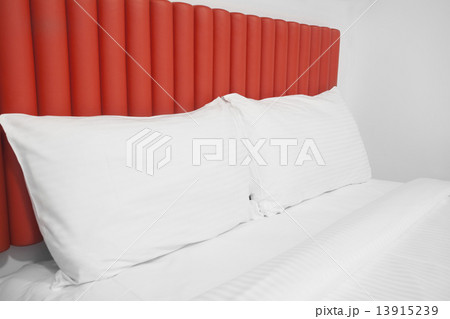 Bed with headboard and pillows Bed with headboard and pillows 13915239