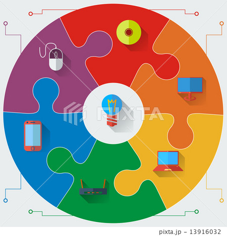 Infographics report templates in a circular puzzle elements. Vec Infographics report templates in a circular puzzle elements. Vec 13916032
