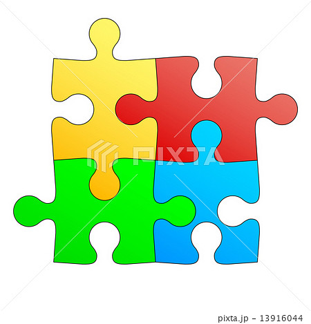 Jigsaw puzzle in four colors. Vector illustration. 13916044