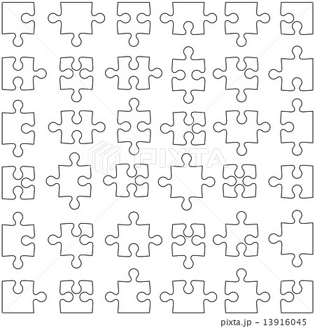 Set of white jigsaw puzzles. Vector illustration. 13916045