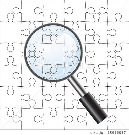 Background Vector Illustration jigsaw puzzle. with a magnifying 13916057