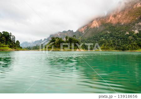 Beautiful high mountains and green lake Beautiful high mountains and green lake 13918656