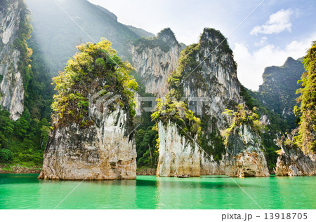Travel island and green lake ( Guilin of Thailand ) Travel island and green lake ( Guilin of Thailand ) 13918705