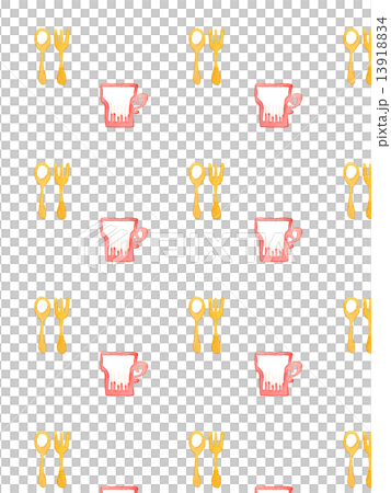 コーヒー コーヒーカップ カップ フォーク スプーン カトラリー キッチン小物 水彩 手描き のイラスト素材