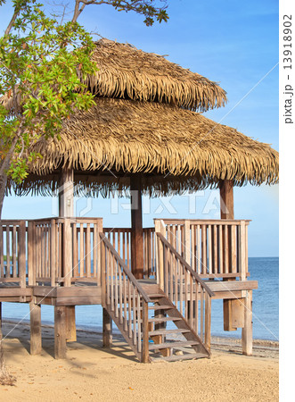 Pavilion in natural style on a beach... 13918902