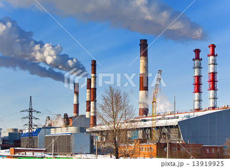 Old and new unit of combined heat and power plant Old and new unit of combined heat and power plant 13919925