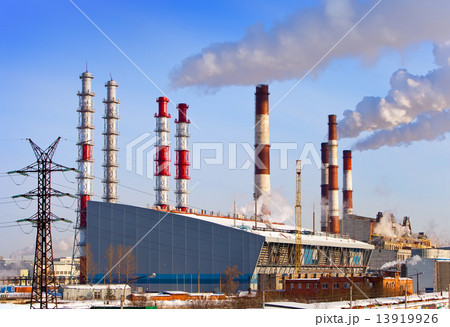 Old and new unit of combined heat and power plant Old and new unit of combined heat and power plant 13919926