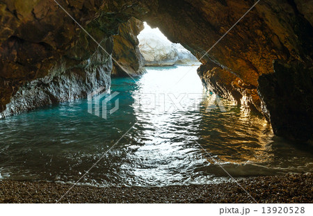 Cave with sea waterv (Greece,  Kefalonia). 13920528