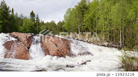 Panoramic photo of a waterfall 13923216