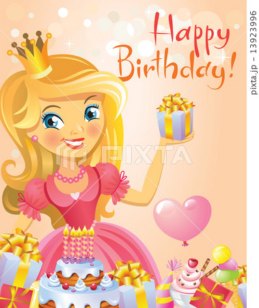 Happy Birthday Princess Greeting Card のイラスト素材