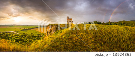 Old Roman Church at Sunset in Drazovce, Slovakia 13924862