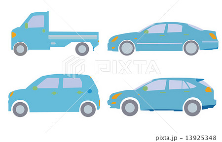 軽トラックと乗用車のイラストのイラスト素材