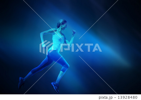 Composite image of pretty fit blonde jogging 13928480